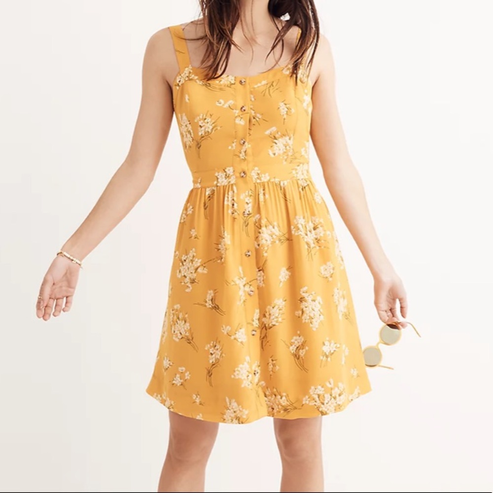 Madewell Silk Fleur Bow-Back Dress